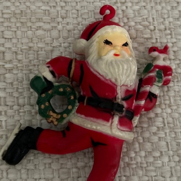 Other - Vintage Plastic Skating Santa Christmas
